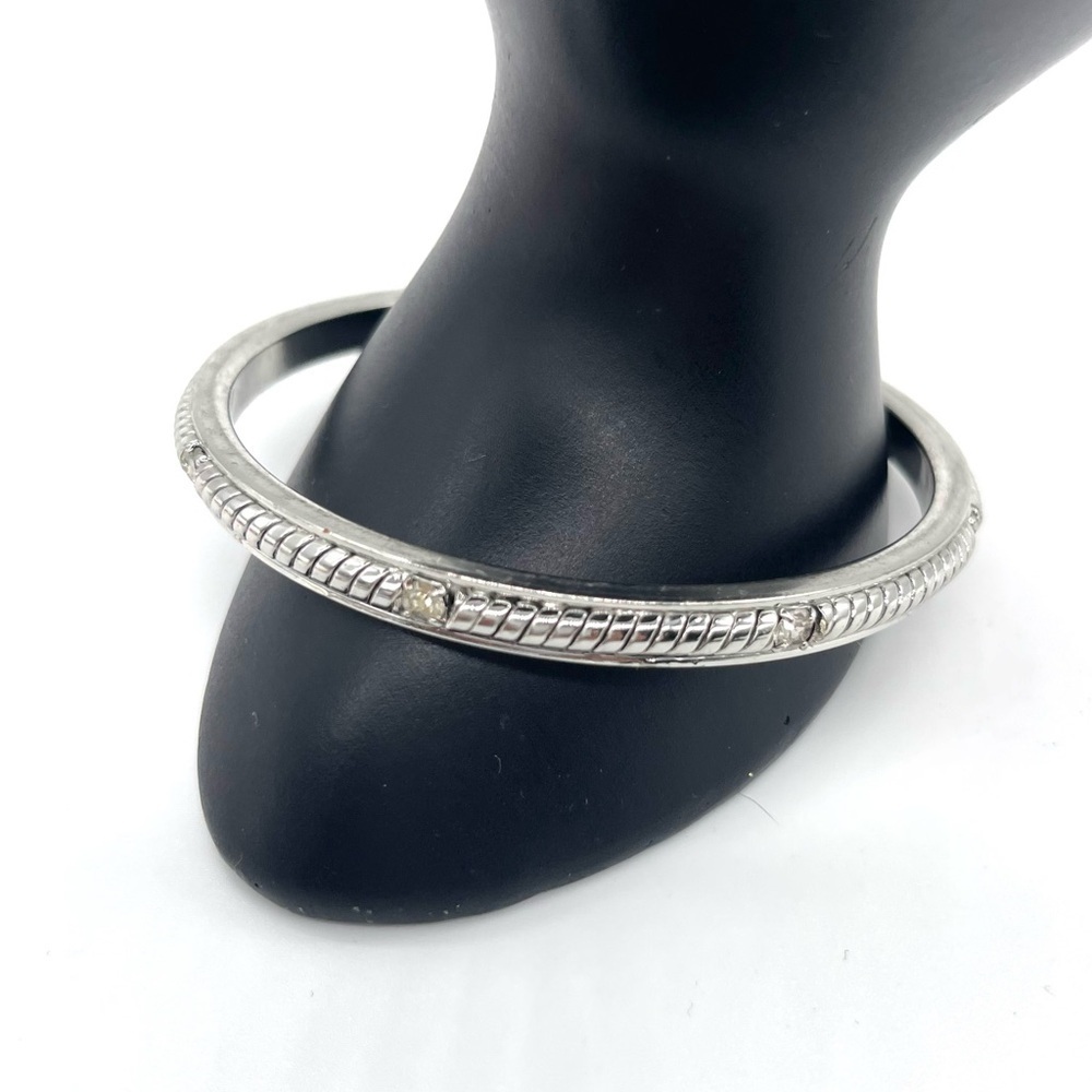 Ann Taylor Silver Tone w/ Rhinestones Accent Bangle